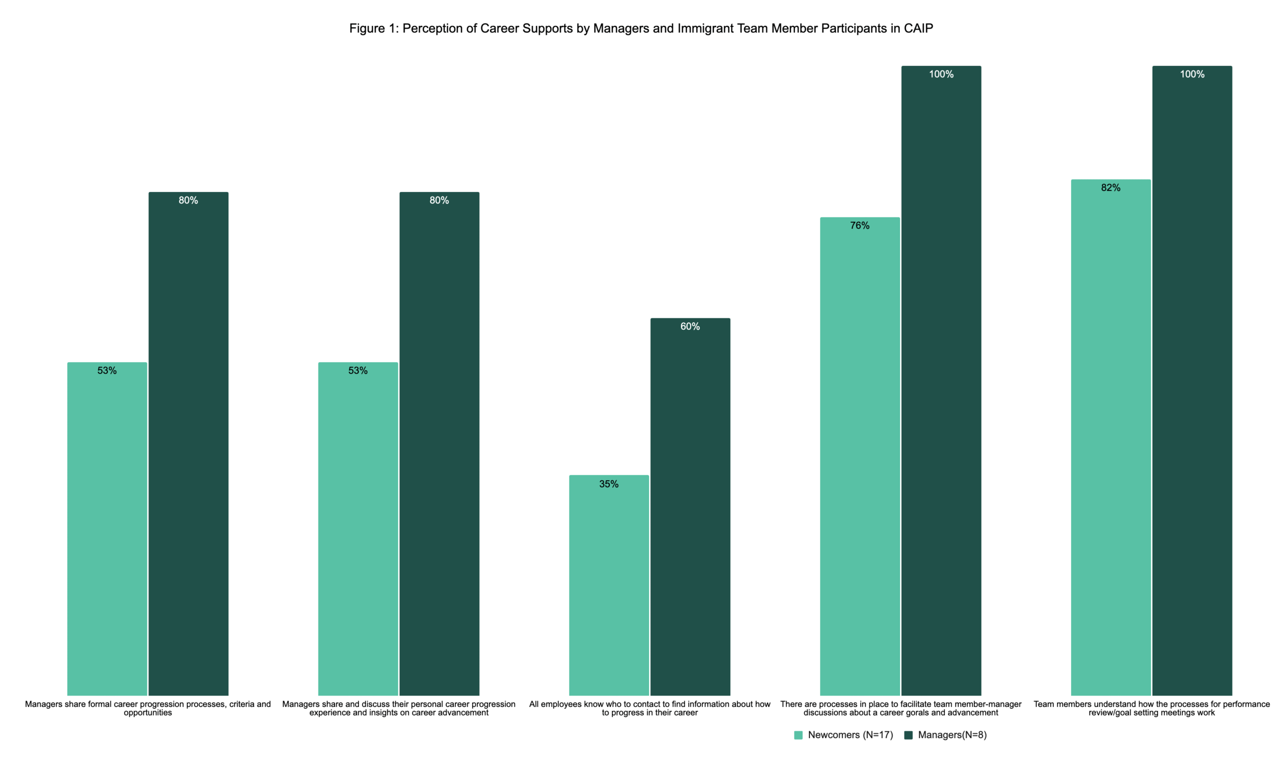Figure 1: Perception of Career Supports by Managers and Immigrant Team Member Participants in CAIP